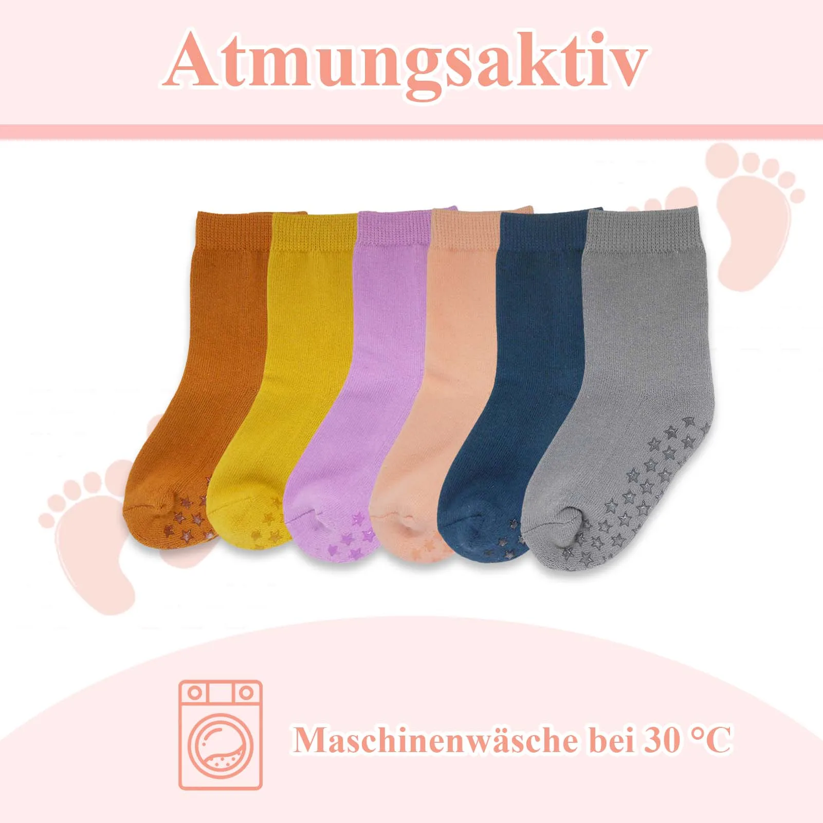 30 Pairs Kids Socks Spring Autumn Solid Color Non Slip Fashionable Sporty Breathable Calf Socks for Indoor Activities