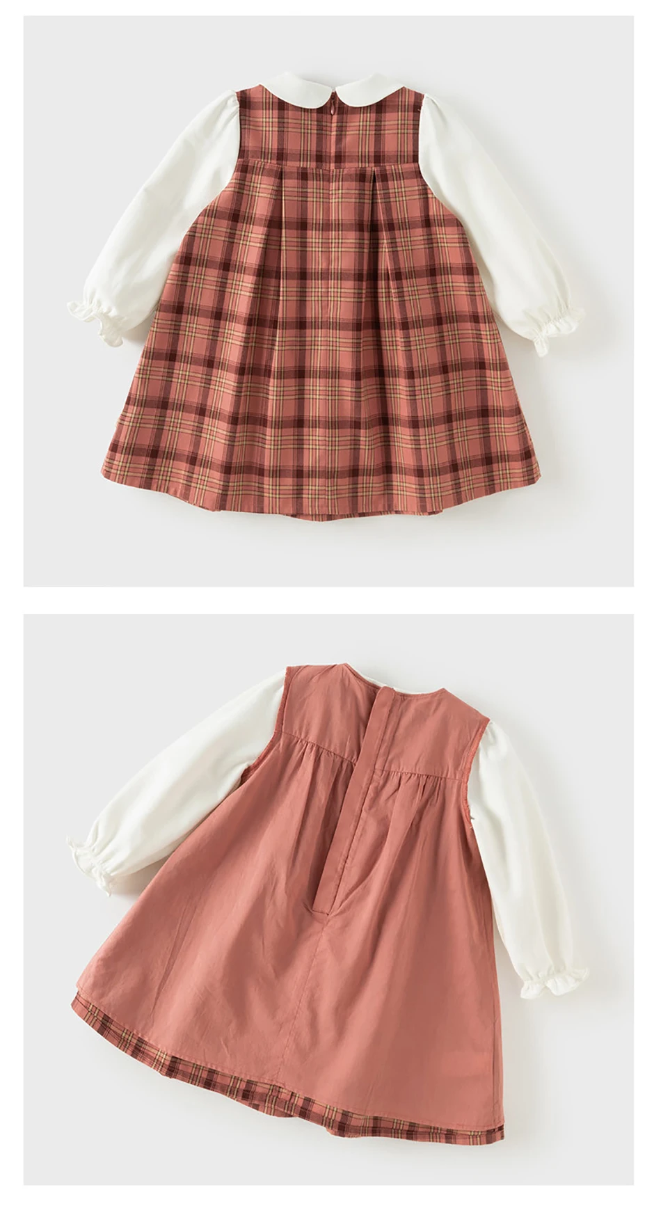 Dave Bella Girls Princess Dress Sweet Cute Childrens Plaid Fake Two Piece Baby Long Sleeve Dress Outdoor Party DB3261130
