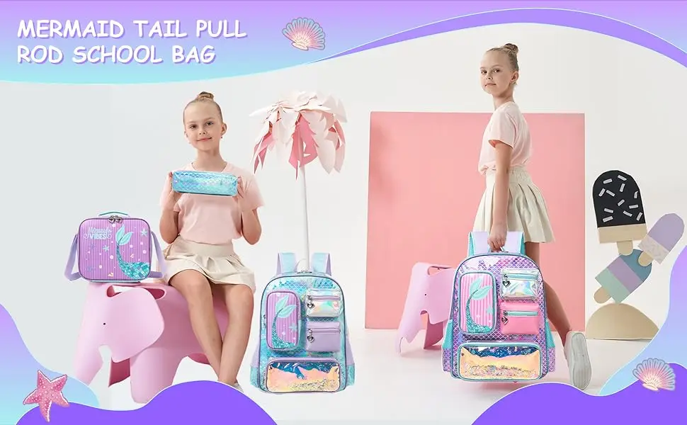 Meetbelify Backpack for Girls Backpacks for Elementary Preschool Students Kids School Cute Backpack with Lunch Box