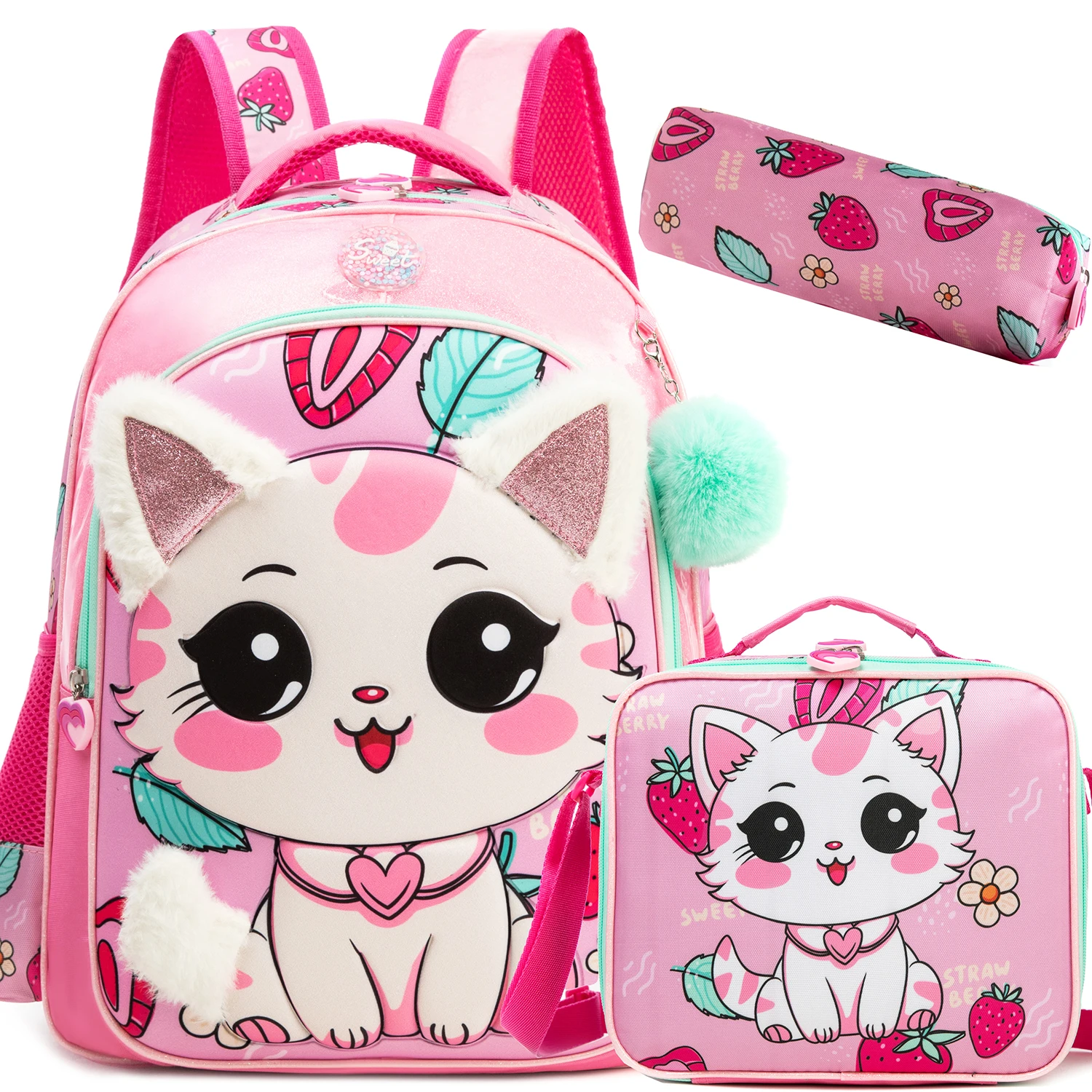 Meetbelify Backpack for Girls Backpacks for Elementary Preschool Students Kids School Cute Backpack with Lunch Box