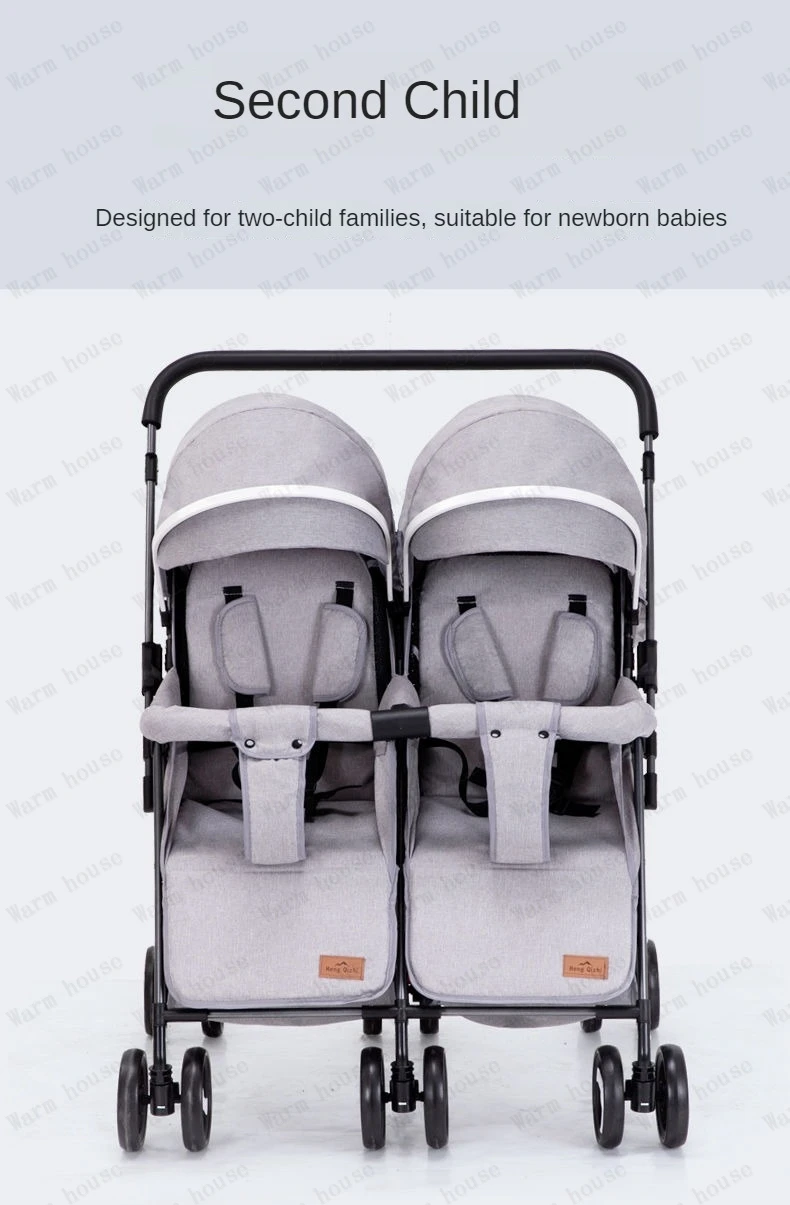 Portable Twin Baby Stroller Multifunctional Twin Baby Stroller Adjustable Backrest Detachable Two-way Baby Stroller Foldable