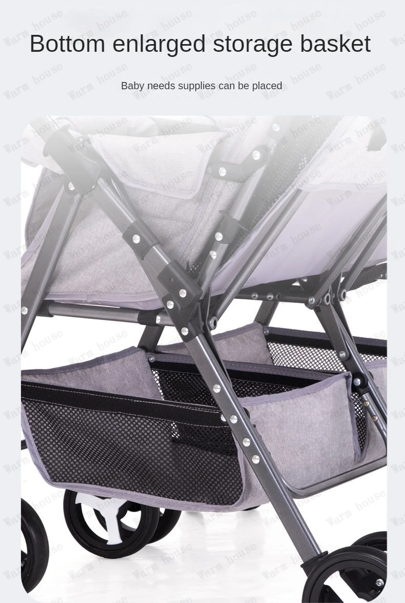 Portable Twin Baby Stroller Multifunctional Twin Baby Stroller Adjustable Backrest Detachable Two-way Baby Stroller Foldable