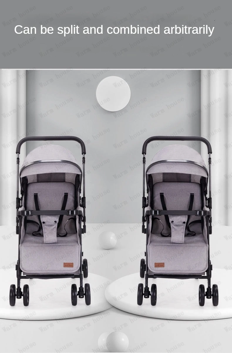 Portable Twin Baby Stroller Multifunctional Twin Baby Stroller Adjustable Backrest Detachable Two-way Baby Stroller Foldable