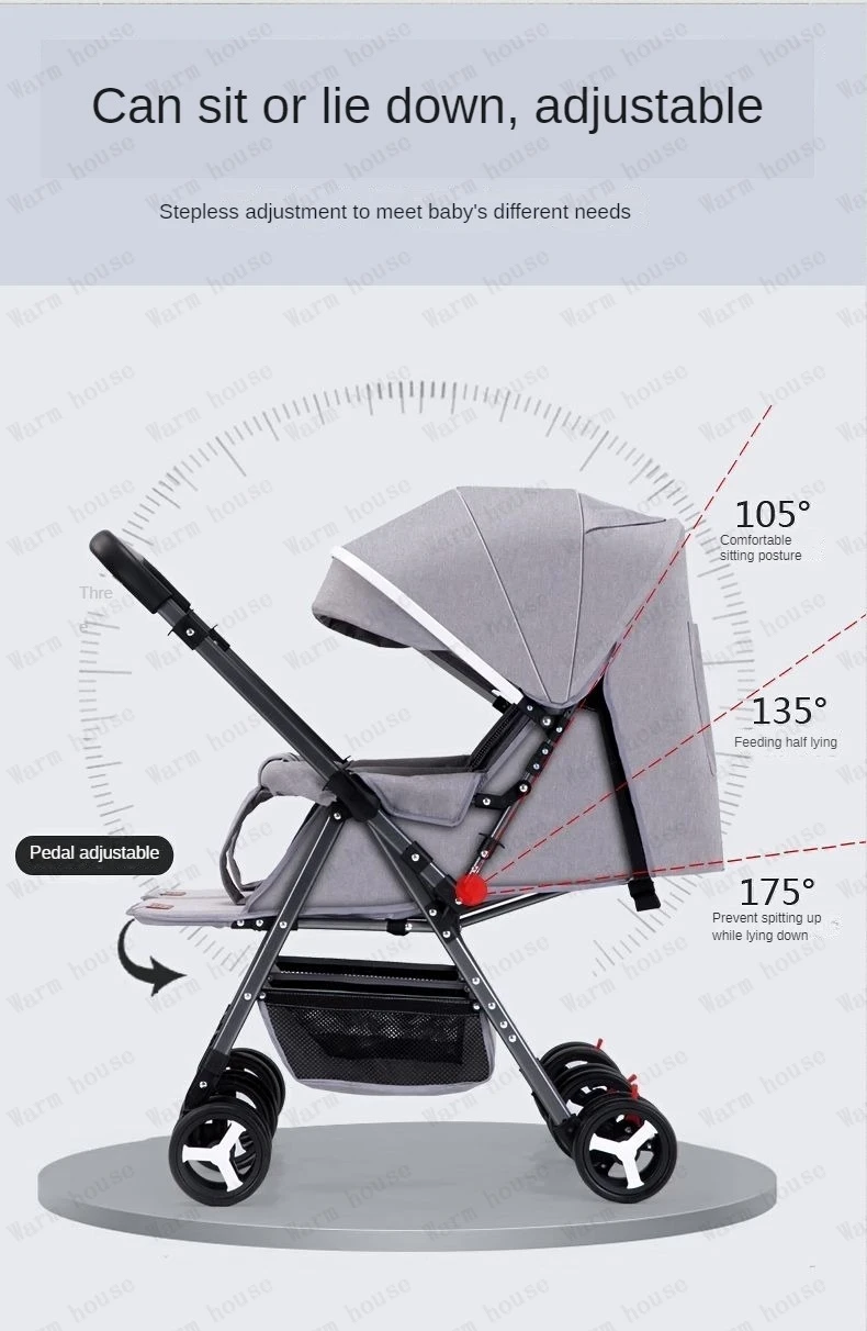 Portable Twin Baby Stroller Multifunctional Twin Baby Stroller Adjustable Backrest Detachable Two-way Baby Stroller Foldable