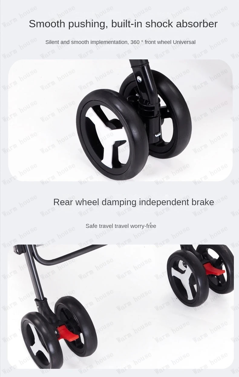 Portable Twin Baby Stroller Multifunctional Twin Baby Stroller Adjustable Backrest Detachable Two-way Baby Stroller Foldable