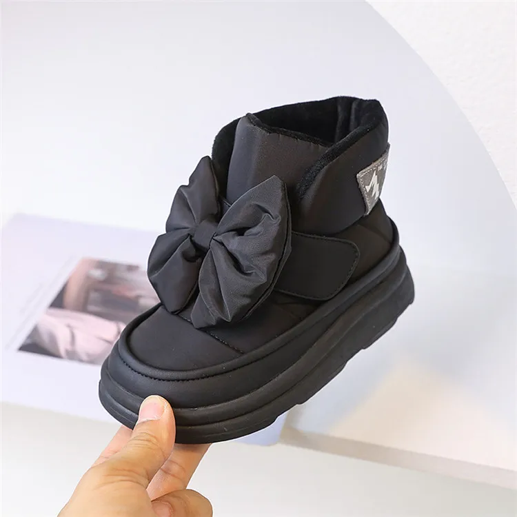 Children's Snow Boots 2024 New Winter Kids Shoes Butterfly-knot Waterproof Warm Plush Fashion Princess Girls Boots EU 22-37