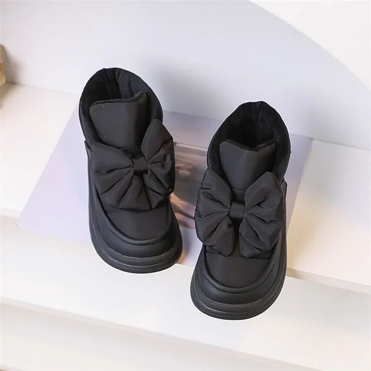 Children's Snow Boots 2024 New Winter Kids Shoes Butterfly-knot Waterproof Warm Plush Fashion Princess Girls Boots EU 22-37