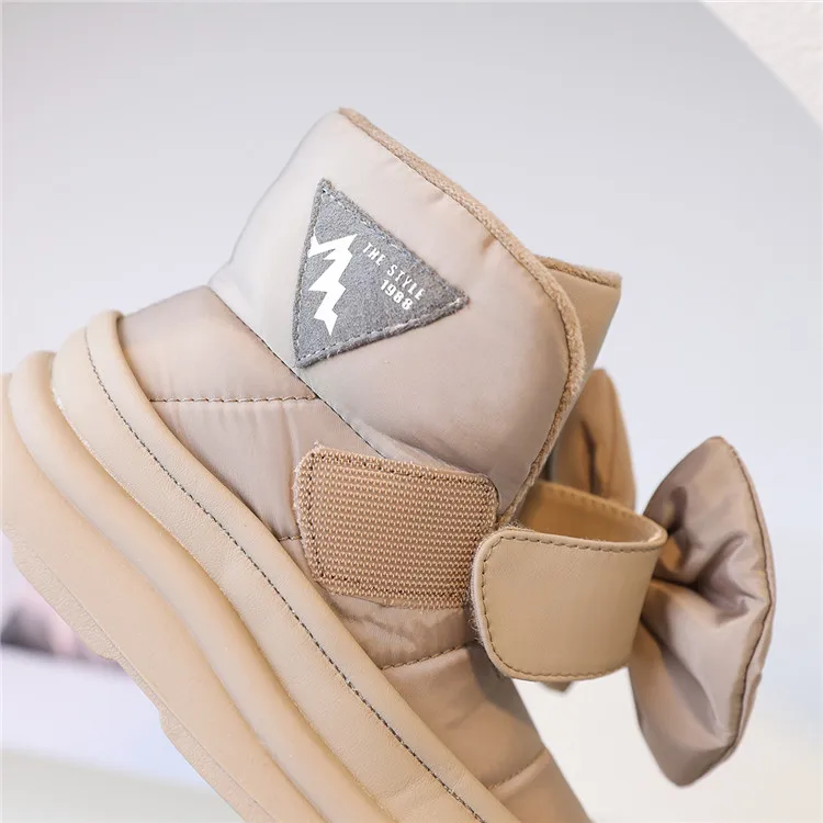 Children's Snow Boots 2024 New Winter Kids Shoes Butterfly-knot Waterproof Warm Plush Fashion Princess Girls Boots EU 22-37