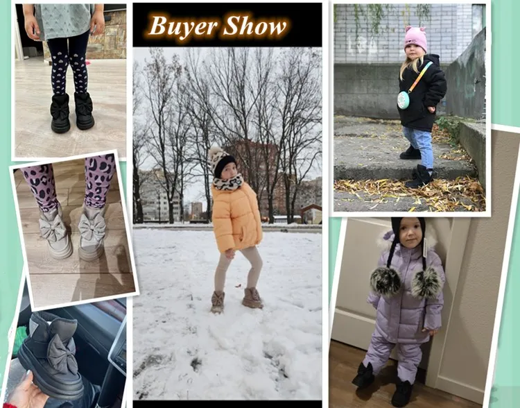 Children's Snow Boots 2024 New Winter Kids Shoes Butterfly-knot Waterproof Warm Plush Fashion Princess Girls Boots EU 22-37