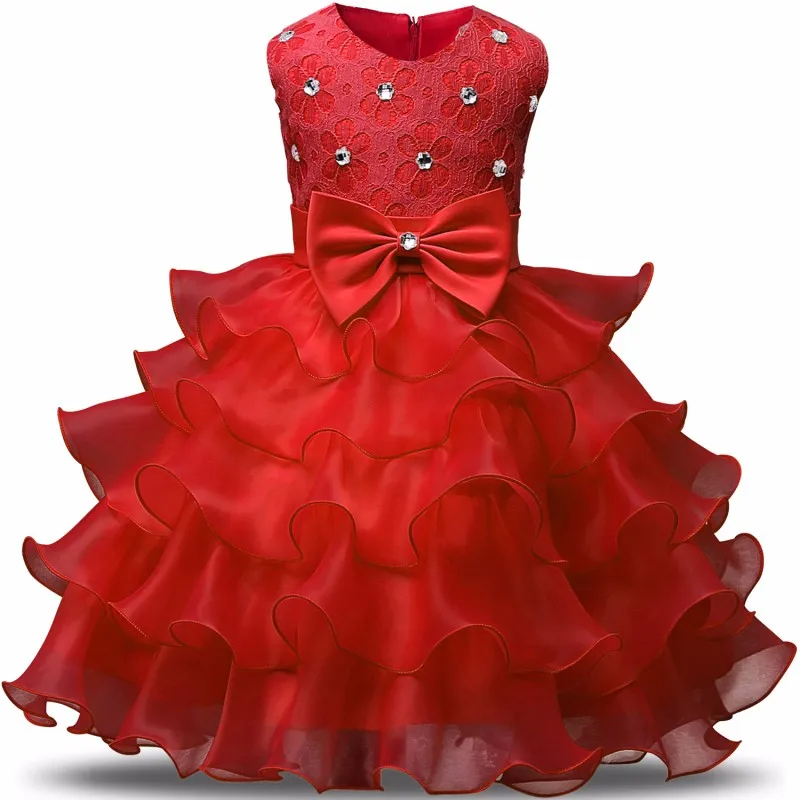 Children Luxury Party Formal Dress For Wedding Birthday Kids Ceremonies Dresses Girls Lace Tutu Flower Girls Dress 1-8Years Old