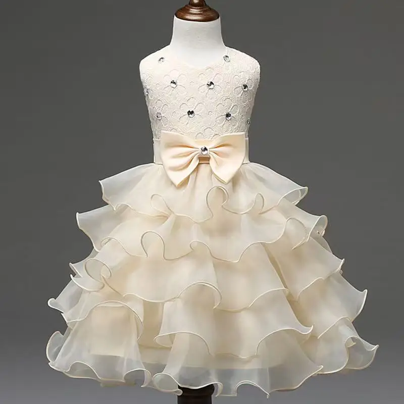 Children Luxury Party Formal Dress For Wedding Birthday Kids Ceremonies Dresses Girls Lace Tutu Flower Girls Dress 1-8Years Old