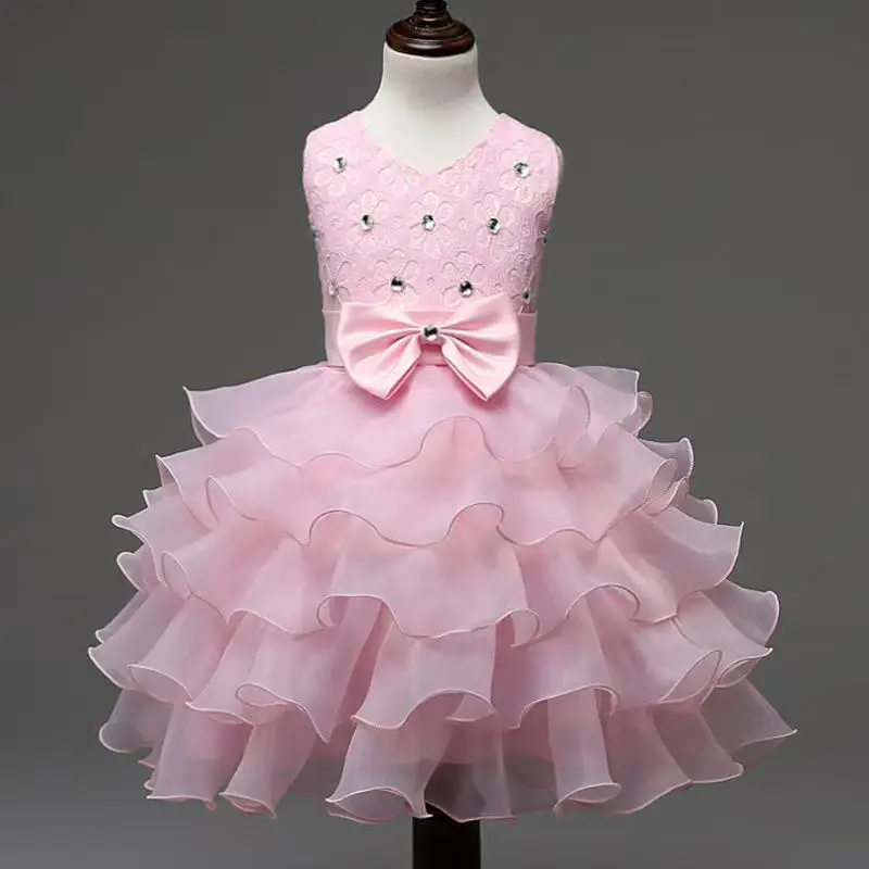 Children Luxury Party Formal Dress For Wedding Birthday Kids Ceremonies Dresses Girls Lace Tutu Flower Girls Dress 1-8Years Old