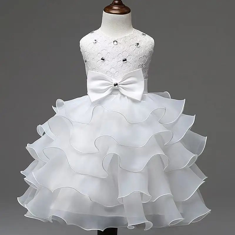 Children Luxury Party Formal Dress For Wedding Birthday Kids Ceremonies Dresses Girls Lace Tutu Flower Girls Dress 1-8Years Old