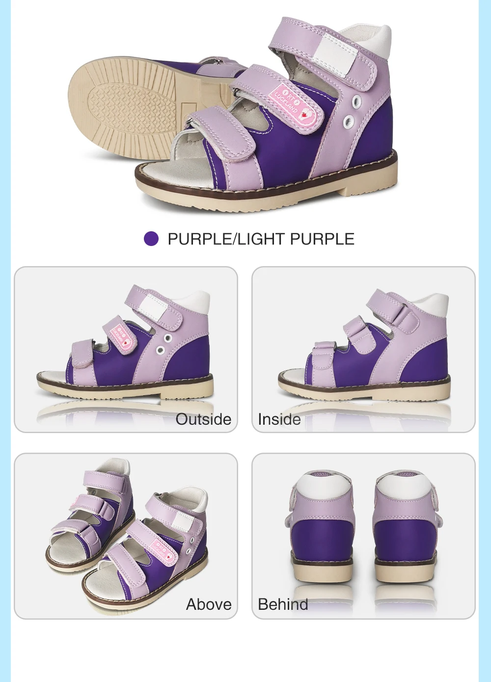 Ortoluckland Children's Sandals Kids Leather Summer Shoes For Girls Boys Toddler Flatfeet Orthopedic Footwear1 2 3Years Old
