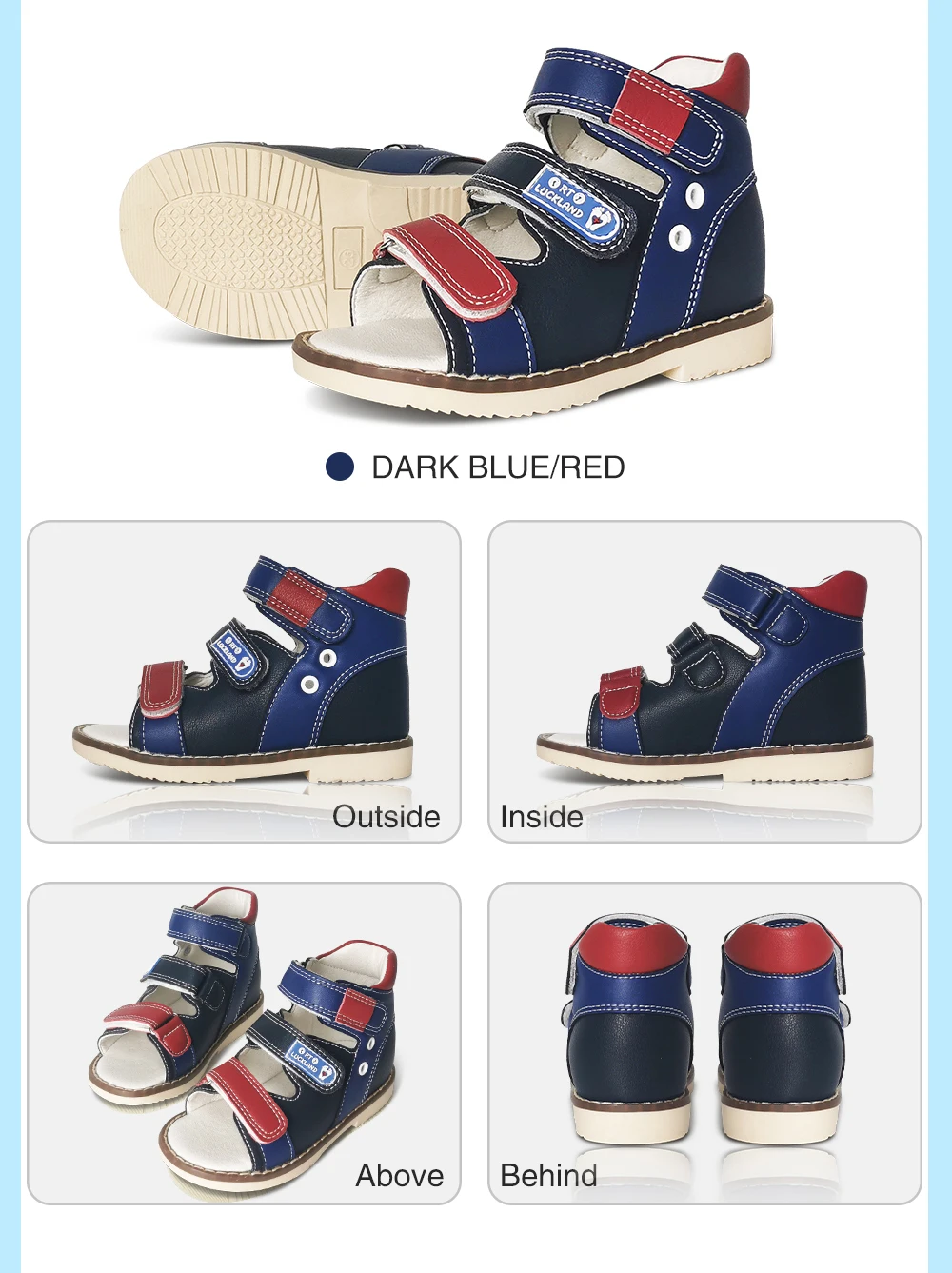 Ortoluckland Children's Sandals Kids Leather Summer Shoes For Girls Boys Toddler Flatfeet Orthopedic Footwear1 2 3Years Old