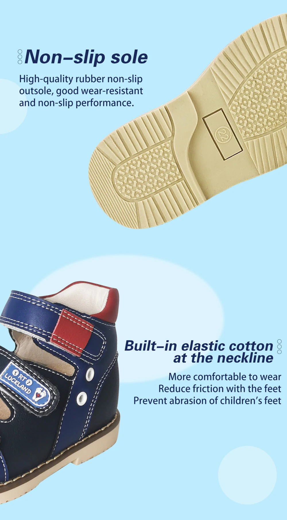 Ortoluckland Children's Sandals Kids Leather Summer Shoes For Girls Boys Toddler Flatfeet Orthopedic Footwear1 2 3Years Old