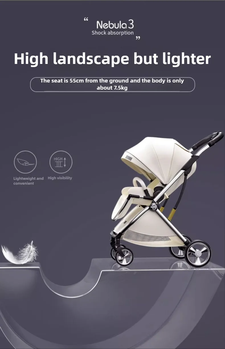 2025 New Lightweight Baby Stroller High View Baby Stroller,foldable,two-way Seat,with Mosquito Net Shock-absorbing Baby Stroller