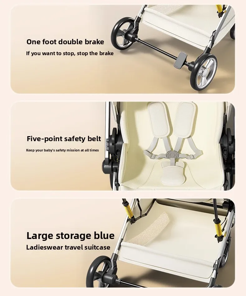 2025 New Lightweight Baby Stroller High View Baby Stroller,foldable,two-way Seat,with Mosquito Net Shock-absorbing Baby Stroller