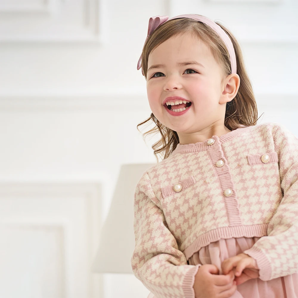 Dave Bella Children's Fake Two piece Dress Autumn Charm Gentle Cute Girls' Pink Mesh Princess Dress Party Outdoor DB3253125