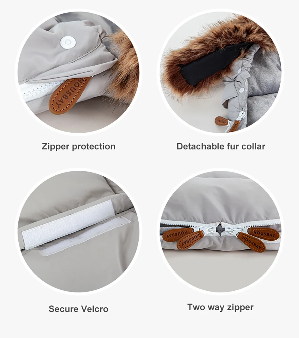 Stroller Footmuff Outdoor Winter Baby Warm In Pram Removable Thicker Windproof Fur Collar Baby Envelope Stroller Accessories