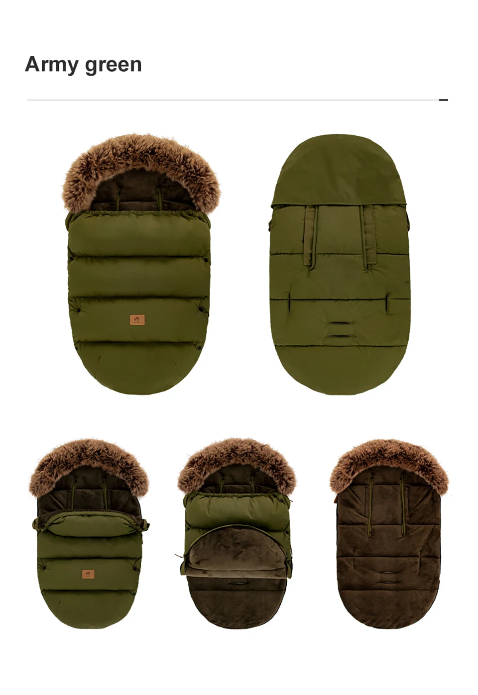 Stroller Footmuff Outdoor Winter Baby Warm In Pram Removable Thicker Windproof Fur Collar Baby Envelope Stroller Accessories