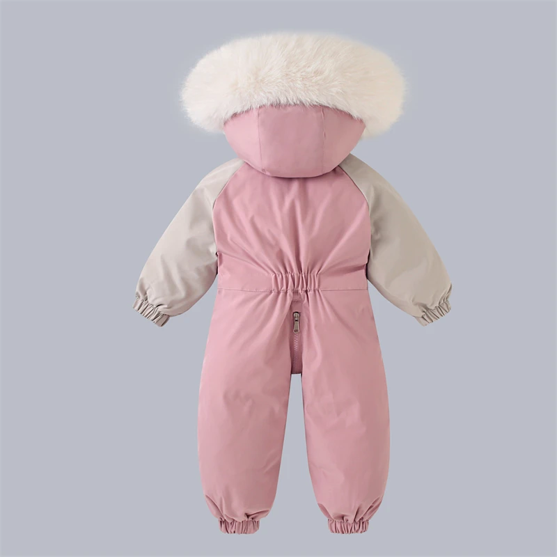 Winter Baby Ski Suit Plus Velvet Baby Jumpsuit Boys Overalls Warm Kids Clothes Waterproof Children Clothing Set 1-5 Years