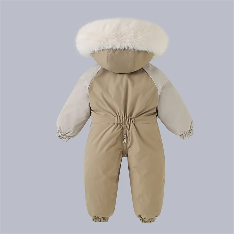 Winter Baby Ski Suit Plus Velvet Baby Jumpsuit Boys Overalls Warm Kids Clothes Waterproof Children Clothing Set 1-5 Years