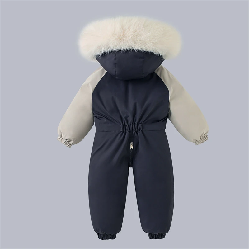 Winter Baby Ski Suit Plus Velvet Baby Jumpsuit Boys Overalls Warm Kids Clothes Waterproof Children Clothing Set 1-5 Years