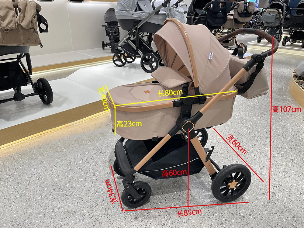 2in1 Newborn Baby Stroller, High Landscape Baby Stroller, Multifunctional Baby Stroller, Safe and Convenient, Can Sit or Lie Dow