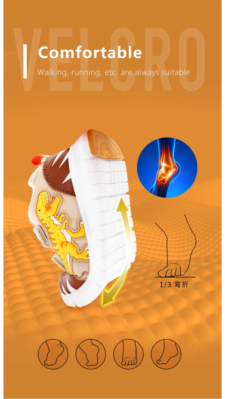 EXDINO Dinosaur Baby Kids LED T-REX Leather Autumn New Boys Girls Flashing Sneakers Light Up Little Children Casual Sports Shoes
