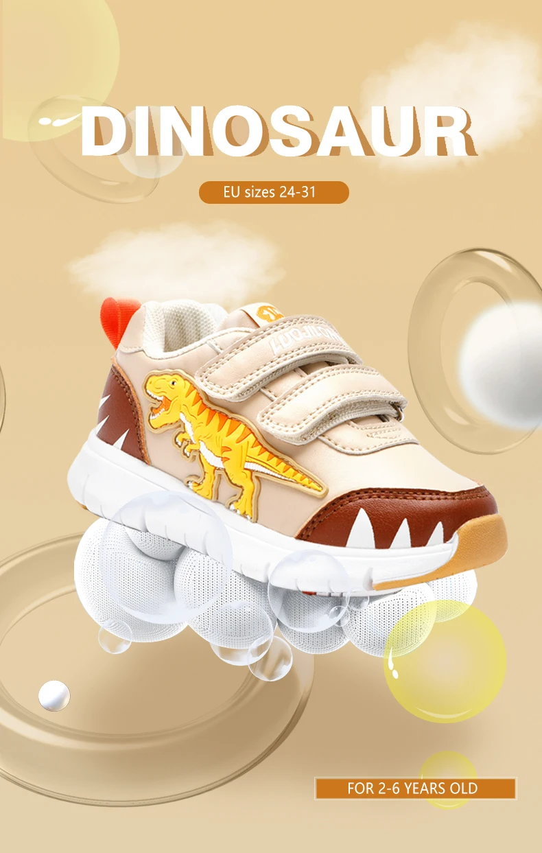 EXDINO Dinosaur Baby Kids LED T-REX Leather Autumn New Boys Girls Flashing Sneakers Light Up Little Children Casual Sports Shoes