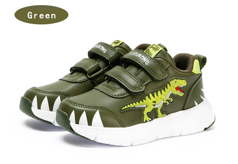 EXDINO Dinosaur Baby Kids LED T-REX Leather Autumn New Boys Girls Flashing Sneakers Light Up Little Children Casual Sports Shoes