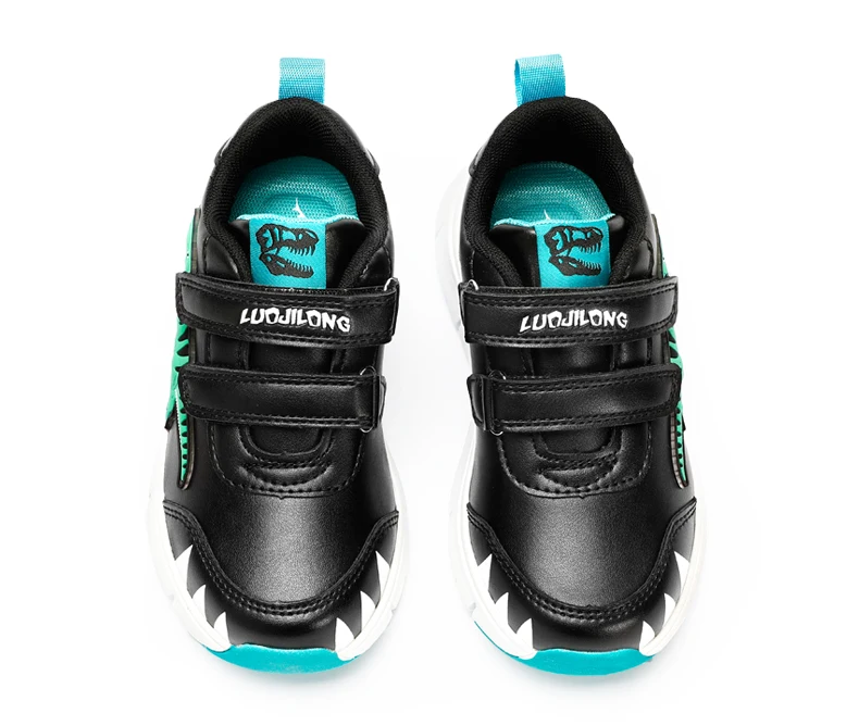 EXDINO Dinosaur Baby Kids LED T-REX Leather Autumn New Boys Girls Flashing Sneakers Light Up Little Children Casual Sports Shoes
