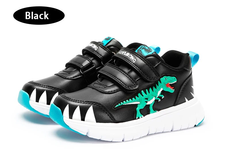EXDINO Dinosaur Baby Kids LED T-REX Leather Autumn New Boys Girls Flashing Sneakers Light Up Little Children Casual Sports Shoes