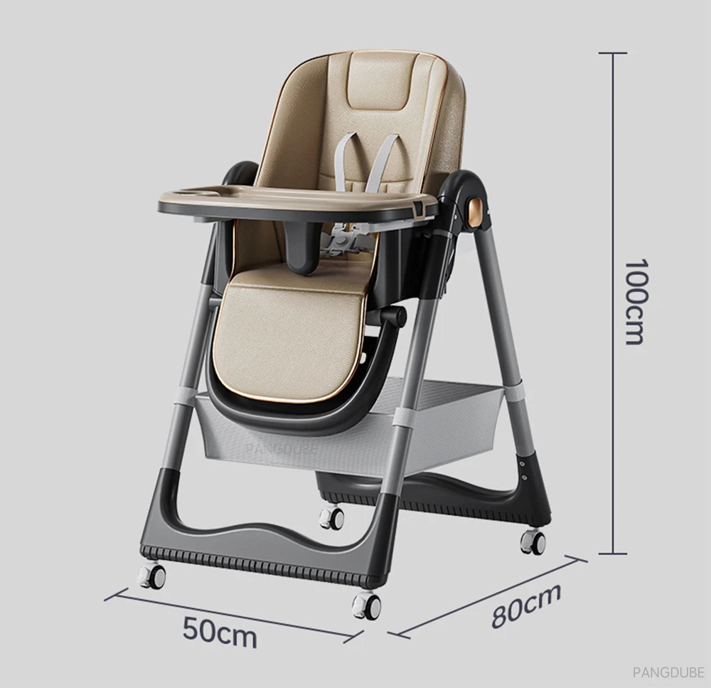 PANGDUBE Adjustable Baby High Chair 0-3 Years Foldable Toddler Dining Seat with Tray Reclining Feeding Chair Baby Dinner Chair