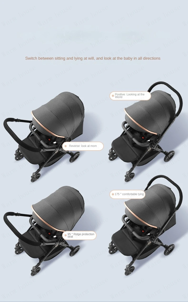 Baby Carriage,Bi-directional ultra lightweight foldable high landscape four wheel shock absorber baby stroller,baby cart