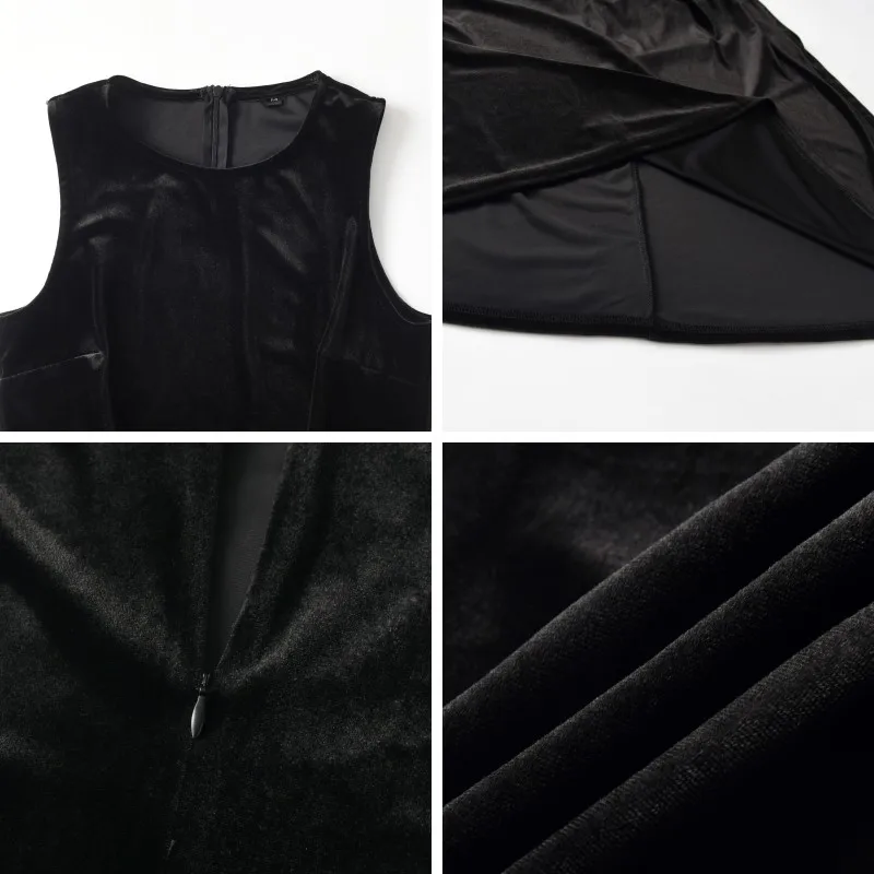 2024 AW Mail's Sister Matching Clothing Women Sleeveless Long Velvet Dress Ladys Knitted Pullover Female Top