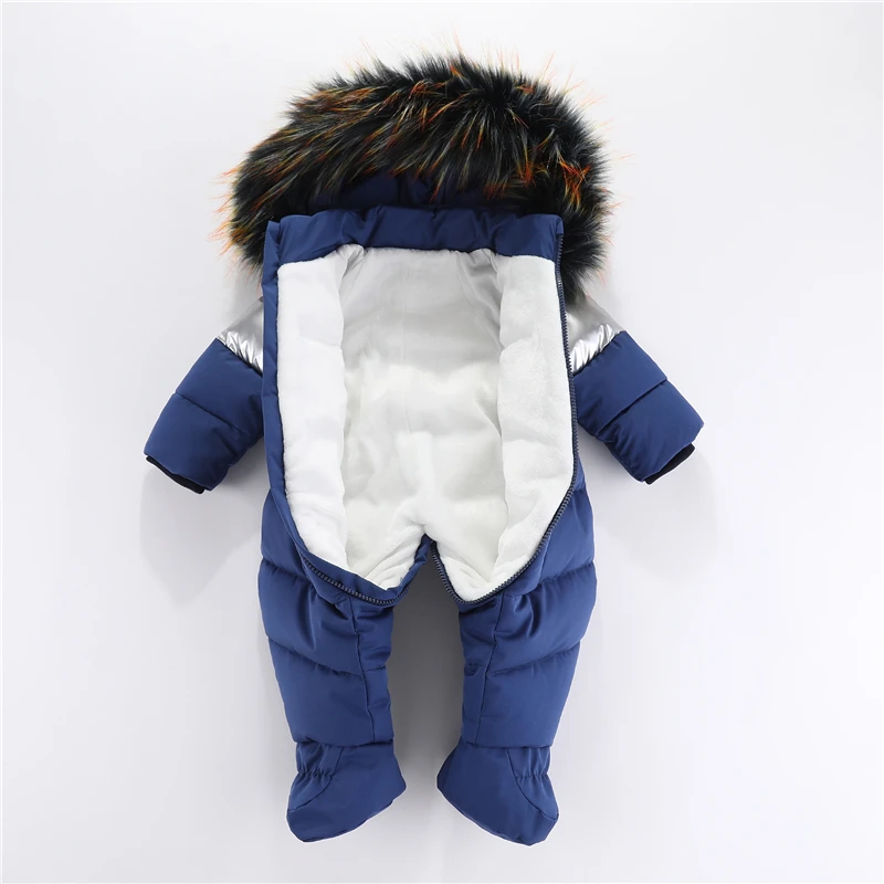 Winter Baby Ski Suit Thicken Infant Clothing Set Plus Velvet Baby Jumpsuit Waterproof Boy Jacket Warm Kids Overalls 0-24 Months