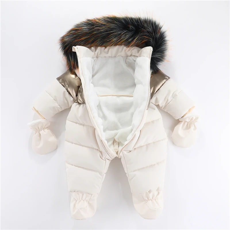 Winter Baby Ski Suit Thicken Infant Clothing Set Plus Velvet Baby Jumpsuit Waterproof Boy Jacket Warm Kids Overalls 0-24 Months