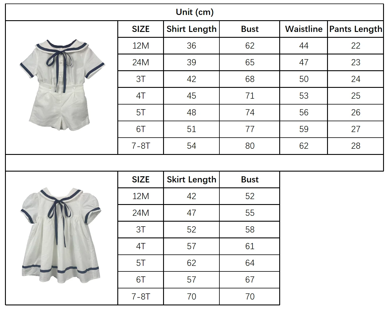 Summer Navy Sister Brother Clothing White Cotton Linen Fabric with Bblack Ribbon Comfortable Breathable Daily Outfit Performance