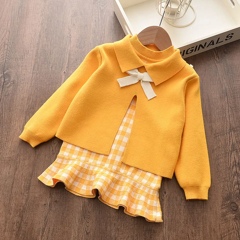 Bear Leader Baby Girls Clothes Set Autumn Winter Cartoon Grape Clothing Set New Kids Knitted Sweet Outfit Children Clothes Suit