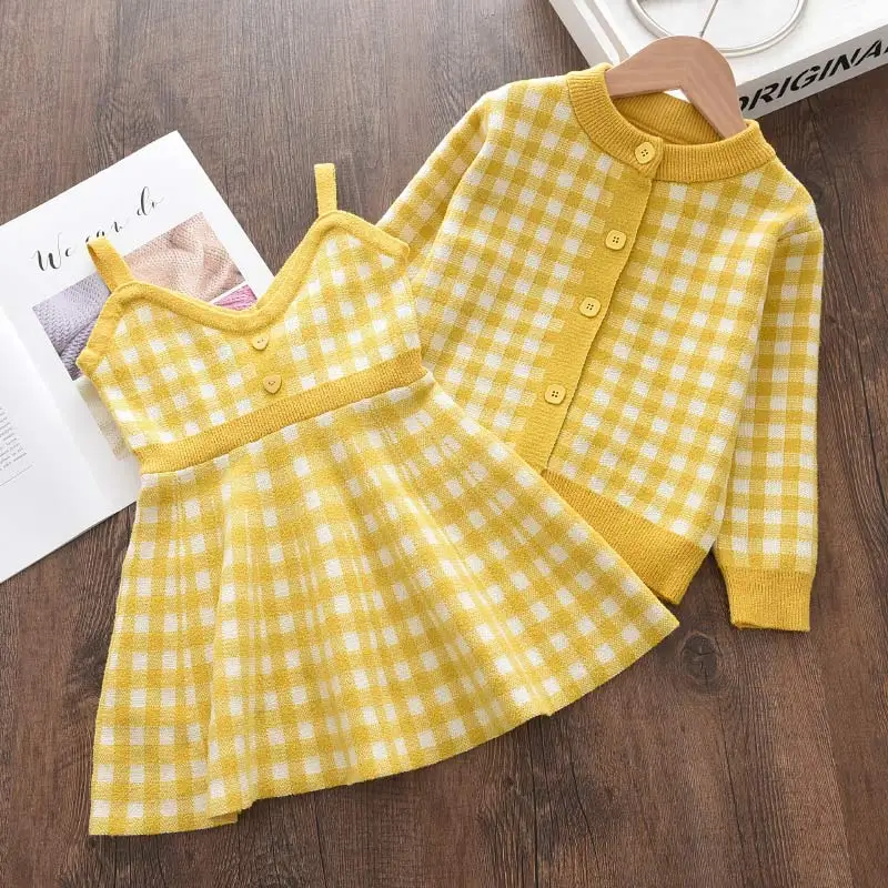 Bear Leader Baby Girls Clothes Set Autumn Winter Cartoon Grape Clothing Set New Kids Knitted Sweet Outfit Children Clothes Suit