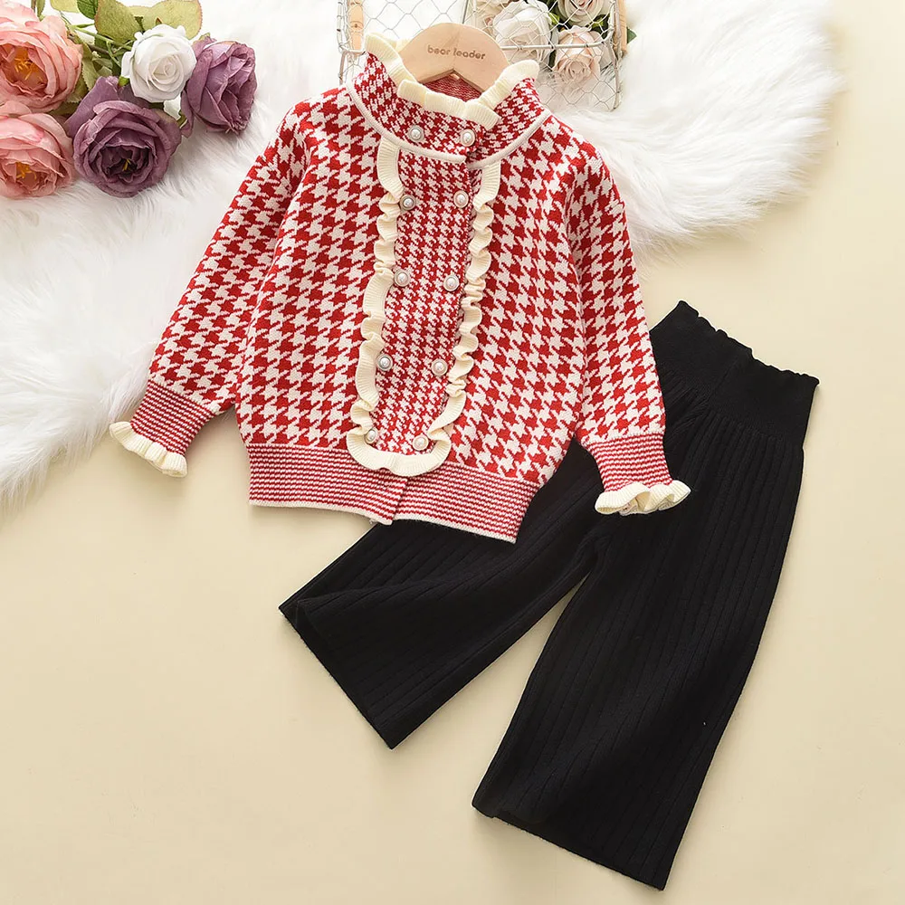 Bear Leader Baby Girls Clothes Set Autumn Winter Cartoon Grape Clothing Set New Kids Knitted Sweet Outfit Children Clothes Suit