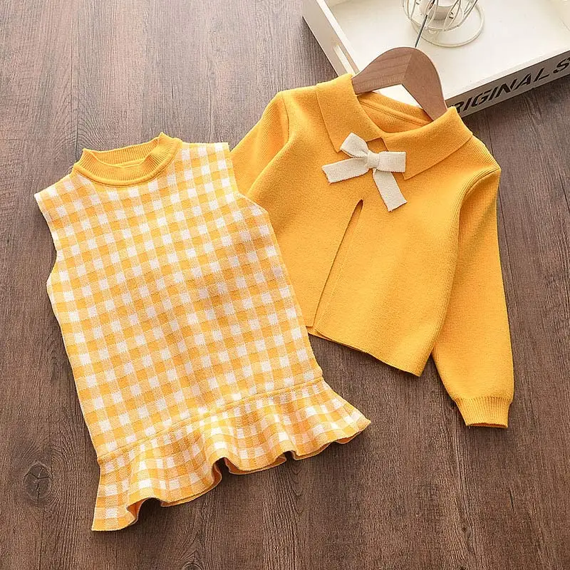 Bear Leader Baby Girls Clothes Set Autumn Winter Cartoon Grape Clothing Set New Kids Knitted Sweet Outfit Children Clothes Suit