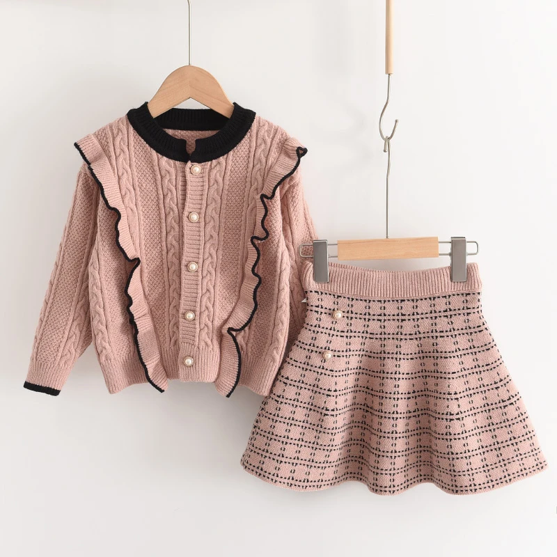 Bear Leader Baby Girls Clothes Set Autumn Winter Cartoon Grape Clothing Set New Kids Knitted Sweet Outfit Children Clothes Suit
