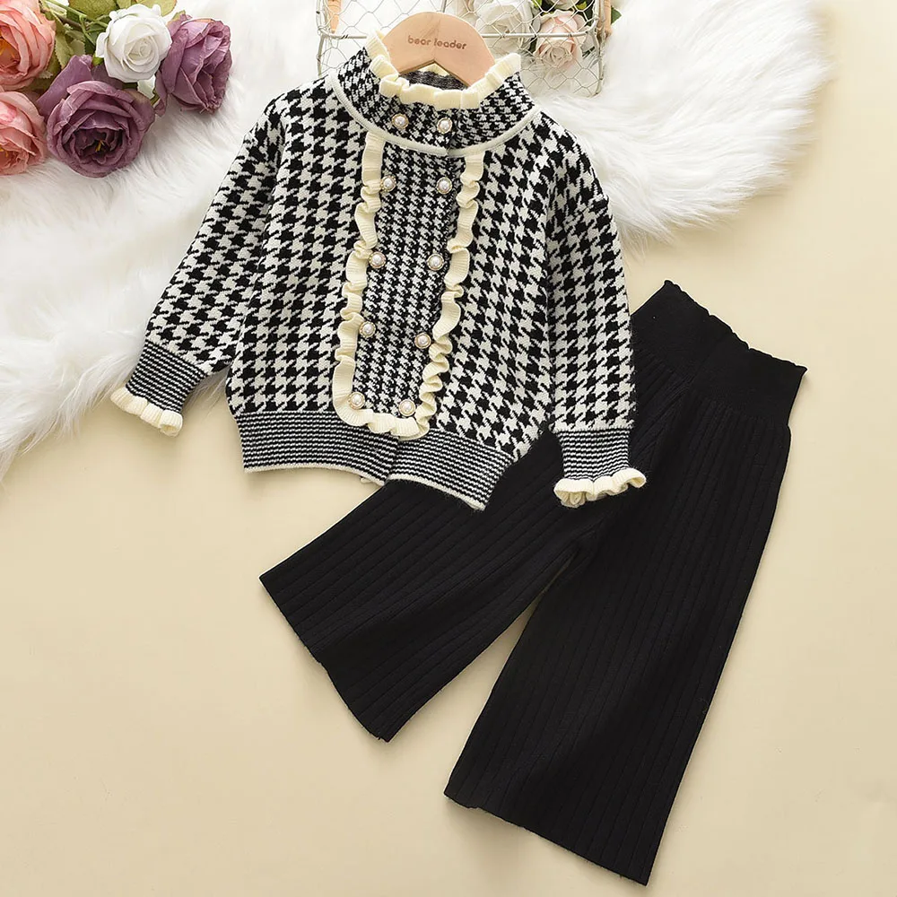 Bear Leader Baby Girls Clothes Set Autumn Winter Cartoon Grape Clothing Set New Kids Knitted Sweet Outfit Children Clothes Suit