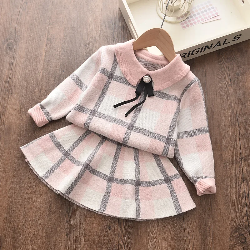Bear Leader Baby Girls Clothes Set Autumn Winter Cartoon Grape Clothing Set New Kids Knitted Sweet Outfit Children Clothes Suit