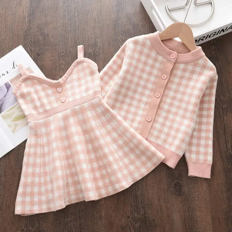 Bear Leader Baby Girls Clothes Set Autumn Winter Cartoon Grape Clothing Set New Kids Knitted Sweet Outfit Children Clothes Suit