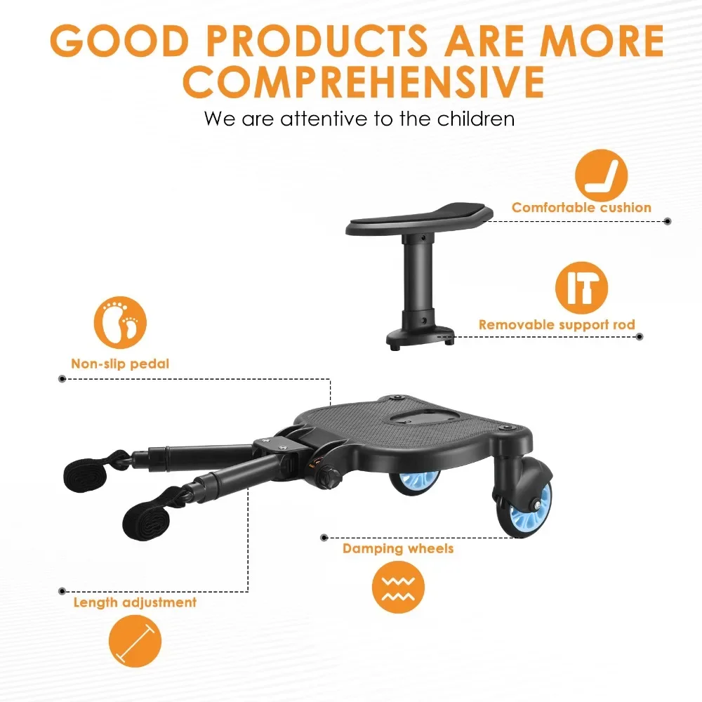Stable Four-wheel car Children Stroller Pedal Adapter Stroller Accessorie Second Children Auxiliary Trailer Twins Scooter