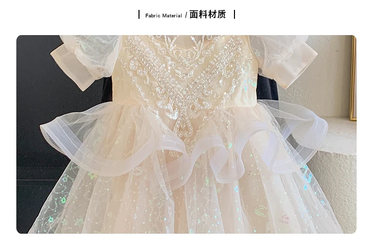 Summer New 3 4 5 6 7 8 9 10 Years Girls Piano Outfit Short Sleeve Princess Bowtie Ball Gown Dress For Kids Baby Birthday Gift